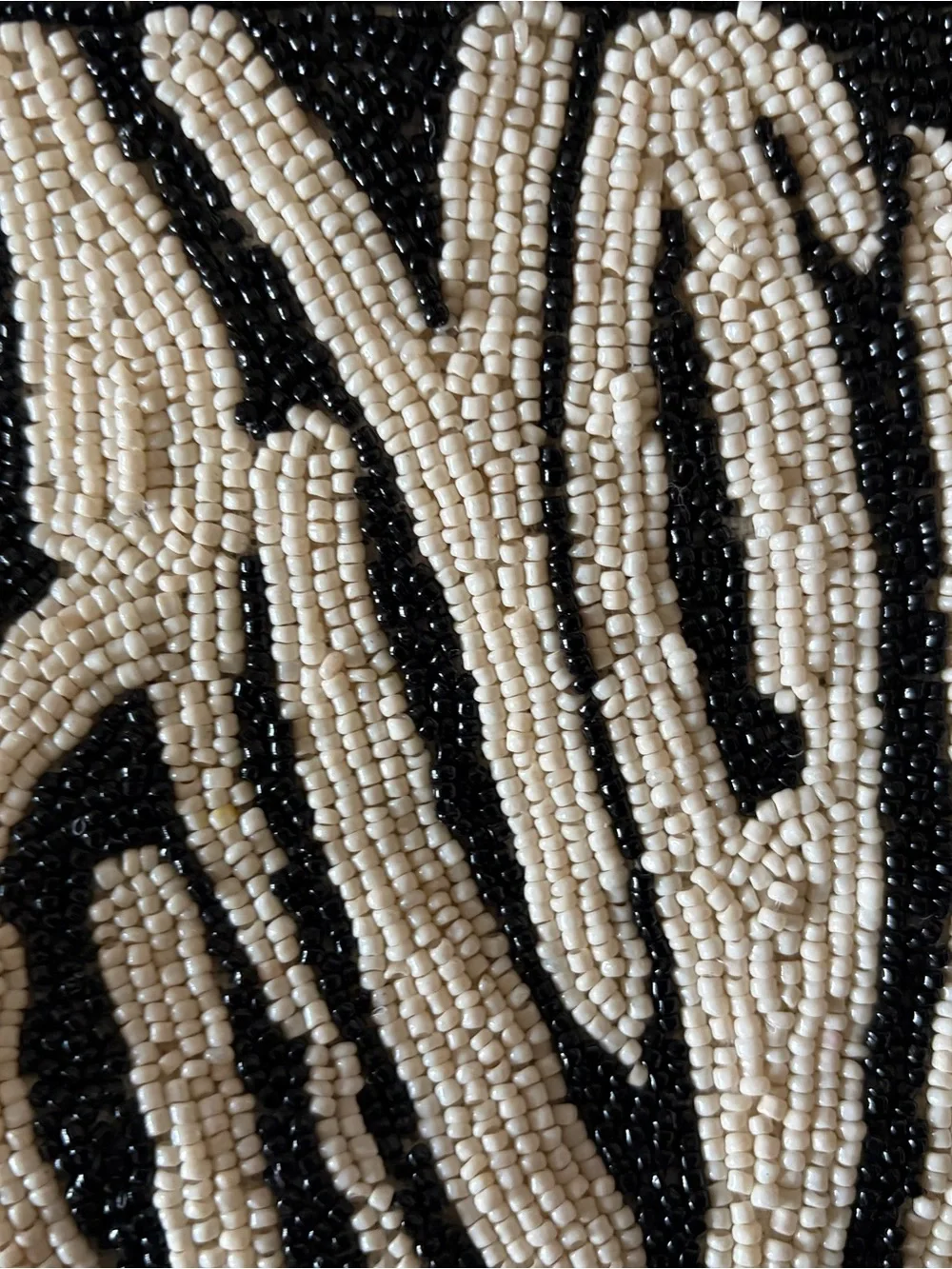Handmade Black & Cream Beaded Zebra-Pattern Clutch